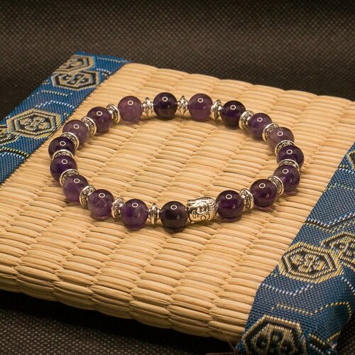 Bracelet améthyste artisanal en perles naturelles de 8 mm, pierres semi précieuses véritables, homme , femme