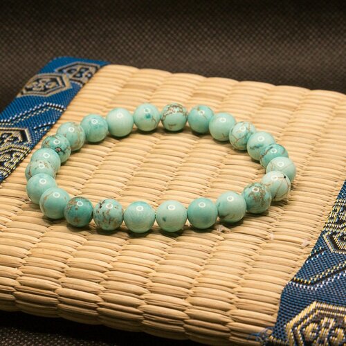 Bracelet turquoise artisanal en perles naturelles de 8 mm, pierres semi précieuses véritables turquoises
