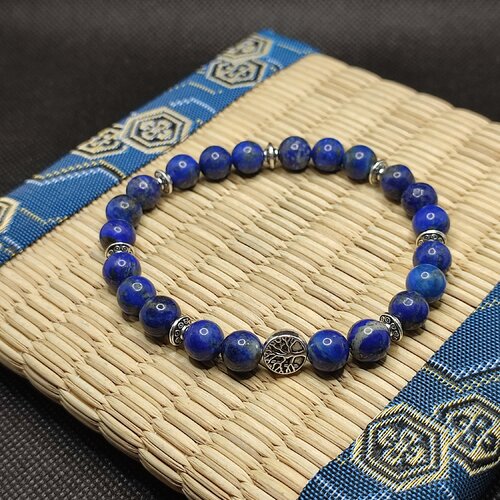 Bracelet lapis lazuli d' afghanistan arbre de vie, bracelet anti stress