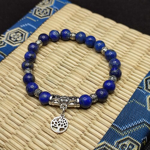 Bracelet lapis lazuli d' afghanistan arbre de vie grand, bracelet anti stress