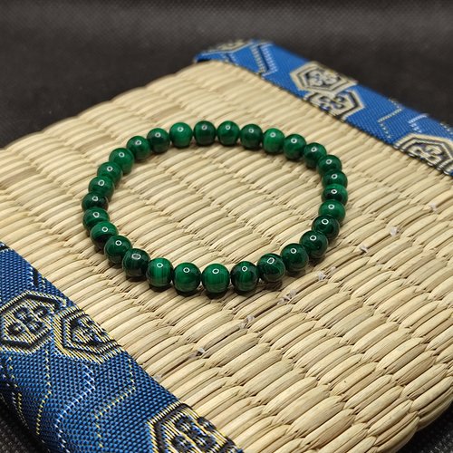 Bracelet en malachite de zambie, artisanal en perles naturelles de 6 mm, bracelet anti douleur