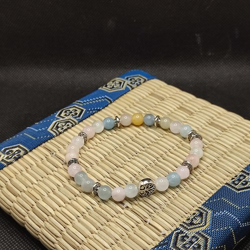Bracelet en morganite naturelle, modèle arbre de vie perles 6 mm, grande qualité aaaaa