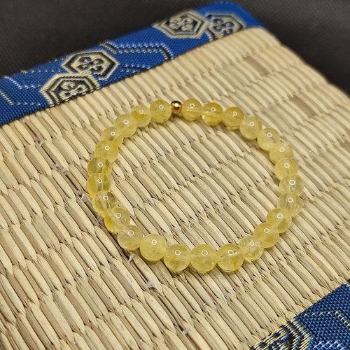 Bracelet en citrine , bracelet aide à la digestion, perles 6 mm, modèle nature