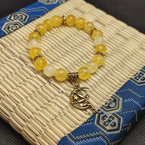 Bracelet en citrine , bracelet aide à la digestion, perles 8 mm, fée