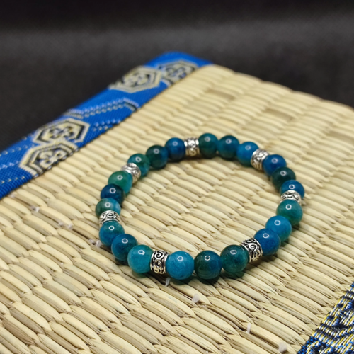 Bracelet en malachite, apatite, hématite, bracelet arthrite, pierre pour arthrite, pierre contre arthrose, modèle rond tibet 6mm