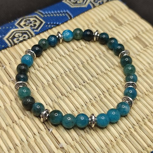 Bracelet en malachite, apatite, hématite, bracelet arthrite, pierre pour arthrite, pierre contre arthrose, modèle plat tibet 6mm