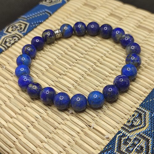 Bracelet lapis lazuli d' afghanistan, nature, perles de 8 mm bracelet anti stress