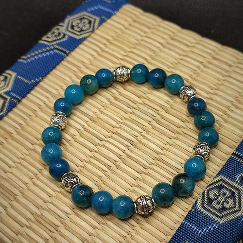 Bracelet pour maigrir, pierres coupe faim, bracelet perte de poids , apatite, espacements boules tibétaine, perles 8 mm