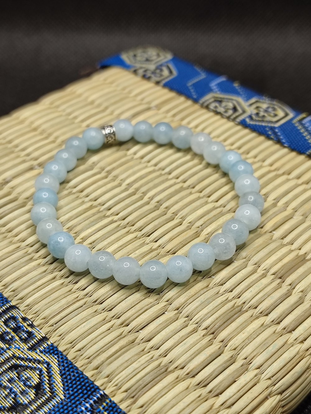 Bracelet oeil de chat bleu artisanal en perles naturelles de 8 mm, pierres  semi précieuses véritables, homme , femme - Un grand marché