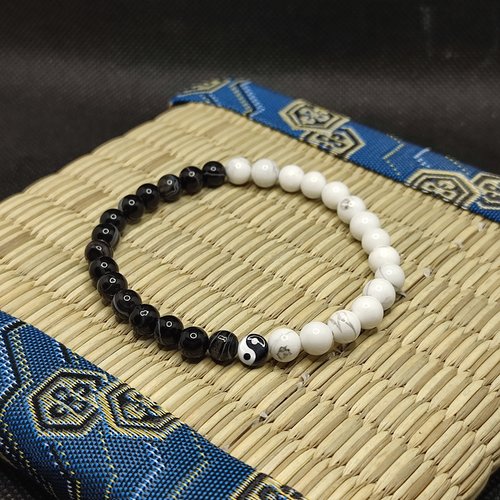 Bracelet ying-yang, bracelet confiance en soi, bracelet anti-stress, perles 6 mm