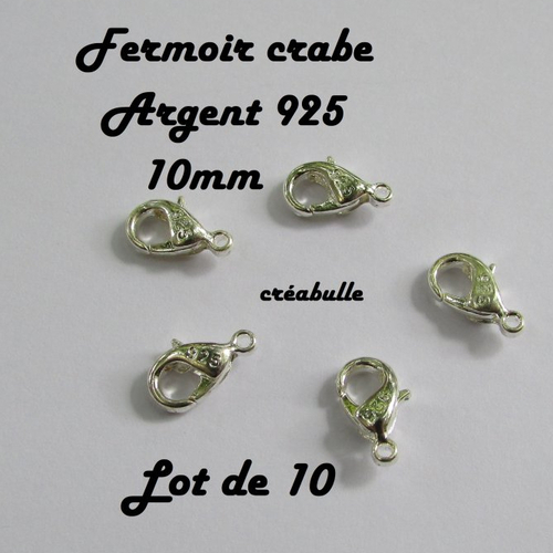 Argent 925 // 10 fermoir crabe pour bracelet collier sautoir