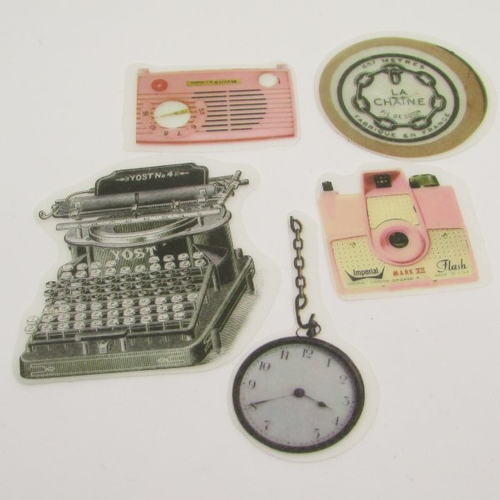 Lot stickers vintage autocollant transparent (k) pour scrap mini carte page agenda art journal....