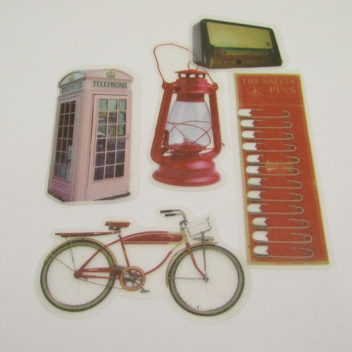 Lot stickers vintage autocollant transparent (l) pour scrap mini carte page agenda art journal....