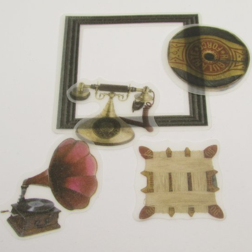 Lot stickers vintage autocollant transparent (m) pour scrap mini carte page agenda art journal....