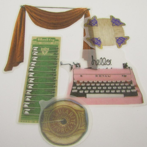 Lot stickers vintage autocollant transparent (p) pour scrap mini carte page agenda art journal....