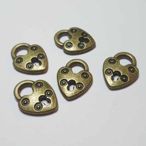 5 breloque cadenas forme coeur pendentif charm pour bijou porte clé fimo sac speampunk