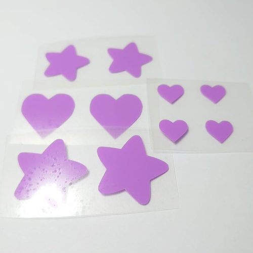 Flex motif coeur etoile (ref:a1) violet transfert thermocollant patch appliqué sur tissus pour customiser tee shirt, sac, pantalon..