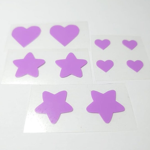 Flex motif coeur etoile (ref:a2) violet transfert thermocollant patch appliqué sur tissus pour customiser tee shirt, sac, pantalon..