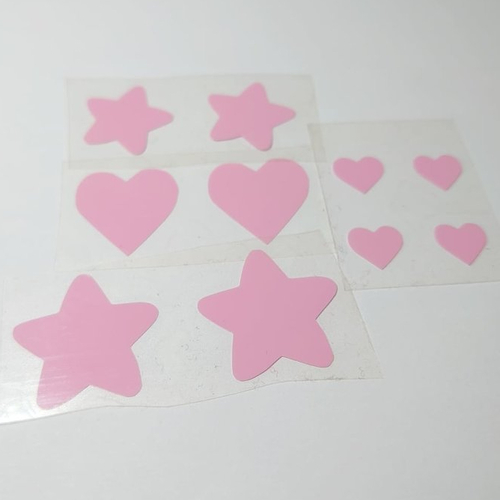Flex motif coeur etoile (ref:f1) rose transfert thermocollant patch appliqué sur tissus pour customiser tee shirt, sac, pantalon..