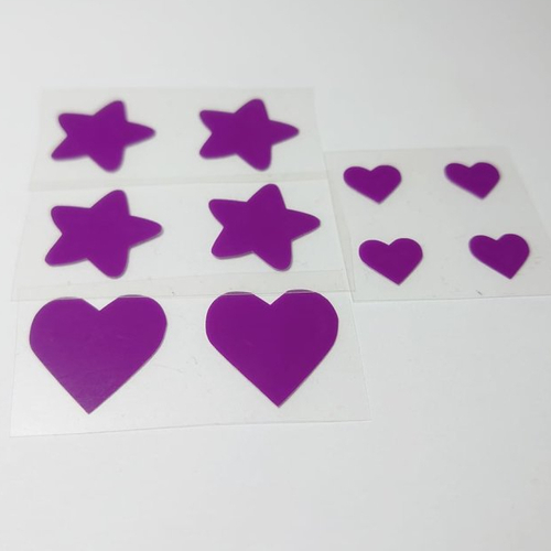 Flex motif coeur etoile (ref:g2) violet transfert thermocollant patch appliqué sur tissus pour customiser tee shirt, sac, pantalon..