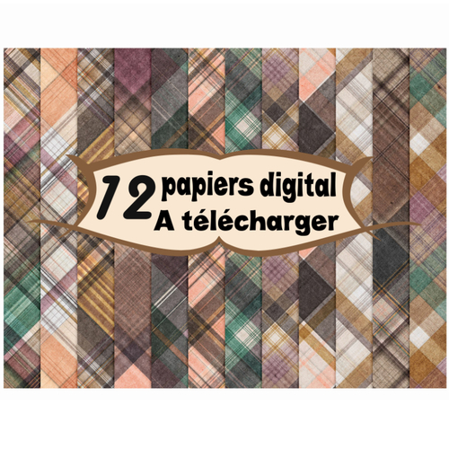 12 images page papier digital numérique à télécharger (plaidr1) 300 dpi pour scrap, origami,bijou cabochon