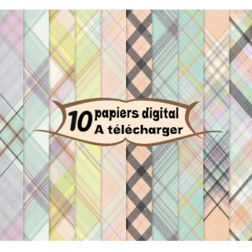 10 images page papier digital numérique à télécharger (plaidr4) tartan 300 dpi scrap, origami,bijou cabochon