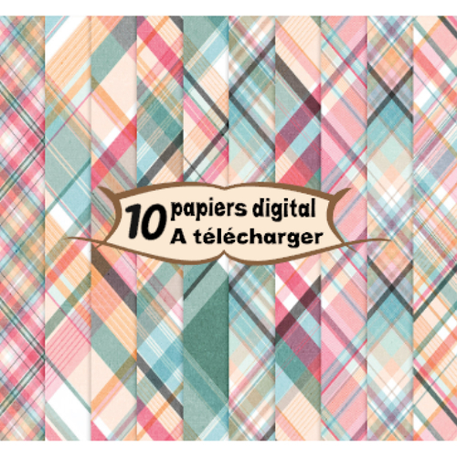 10 images page papier digital numérique à télécharger (plaidr5) tartan 300 dpi scrap, origami,bijou cabochon