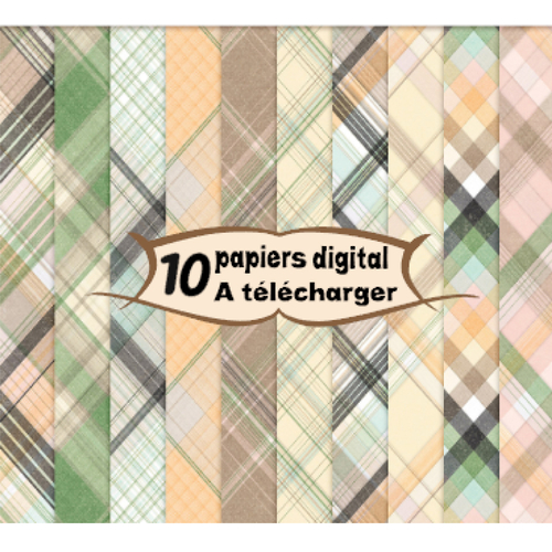 10 images page papier digital numérique à télécharger (plaidr6) tartan 300 dpi scrap, origami,bijou cabochon