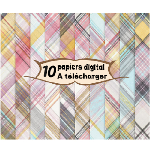 10 images page papier digital numérique à télécharger (plaidr7) tartan 300 dpi scrap, origami,bijou cabochon