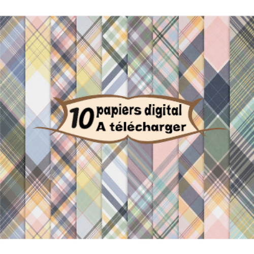 10 images page papier digital numérique à télécharger (plaidr8) tartan 300 dpi scrap, origami,bijou cabochon
