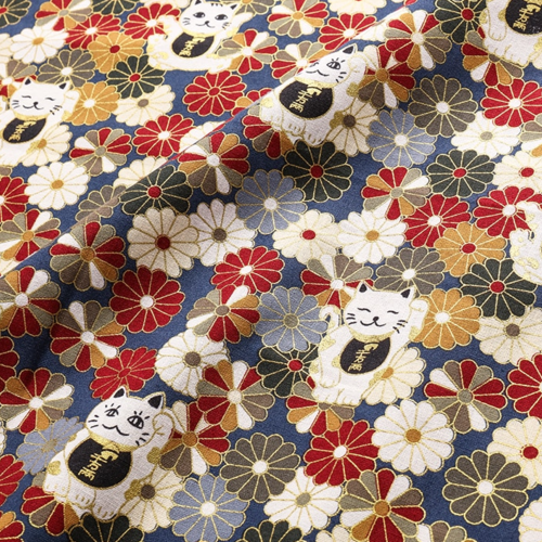 Tissus japonais motif traditionnel doré, dorures coton, patchwork coussin trousse ....