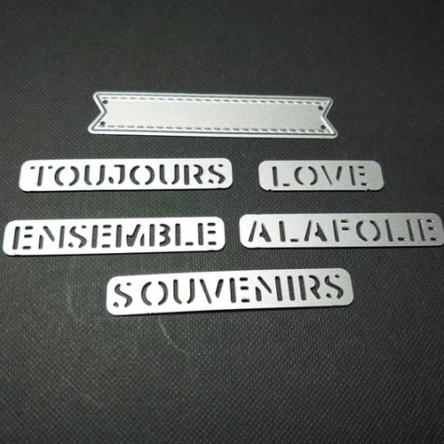 Die cut metallique mot en français pour toutes machines de decoupe perforatrice pochoir matrice