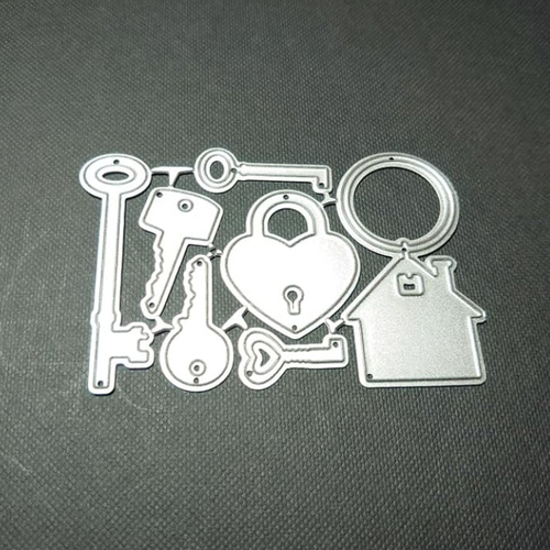 Die cut metallique clé porte clé cadenas pour toutes machines de decoupe perforatrice pochoir matrice