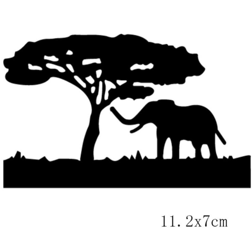 Die cut metallique paysage africain éléphant rare pour toutes machines de decoupe perforatrice pochoir matrice