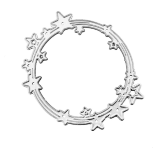 Die cut metallique cercle étoilé cadre photo embellissement pour toutes machines de decoupe perforatrice pochoir matrice