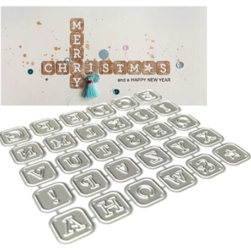 Die cut metallique alphabet style scrable pour toutes machines de decoupe perforatrice pochoir matrice