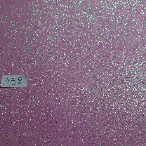 Coupon feuille paillette rose (ref158) de simili cuir pailletté brillant glitter caviar pailleté 20x21,5cm