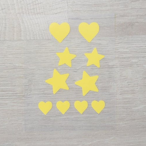 Flex motif coeur etoile jaune transfert thermocollant patch appliqué sur tissus pour customiser tee shirt, sac, carnet de santé