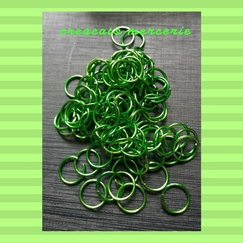 X 50 anneaux aluminium 6 ou 8 mm vert effet métallisé décoration