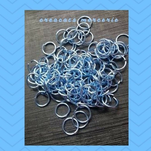 X 50 anneaux aluminium 6 ou 8 mm bleu ciel décoration chainmaille