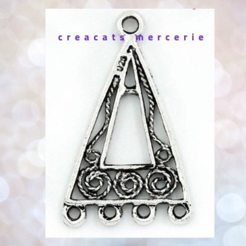 X 2 breloques pendentif chandelier connecteur triangle métal argenté