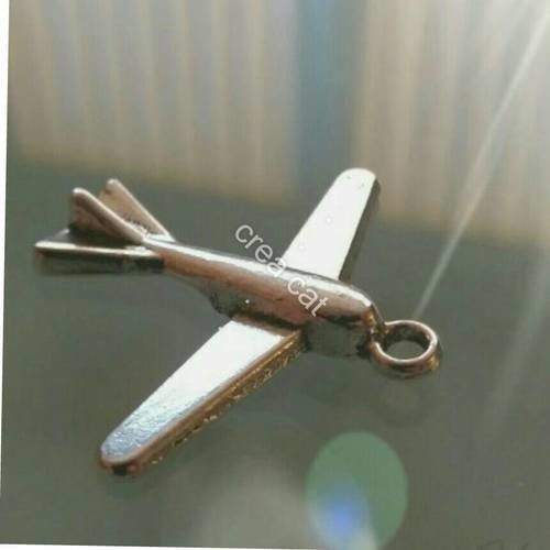 1 pendentif breloque avion planeur métal argenté pendentif