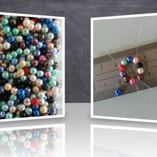 X 20 perles verre nacrees multicolores 4mm