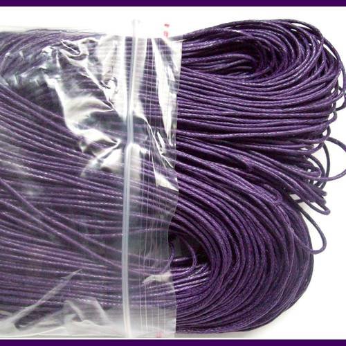 X 2 mètres cordon lacet coton  enduit ciré violet