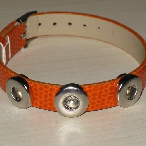 Bracelet pour mini chunk , imitation cuir 3 pressions orange