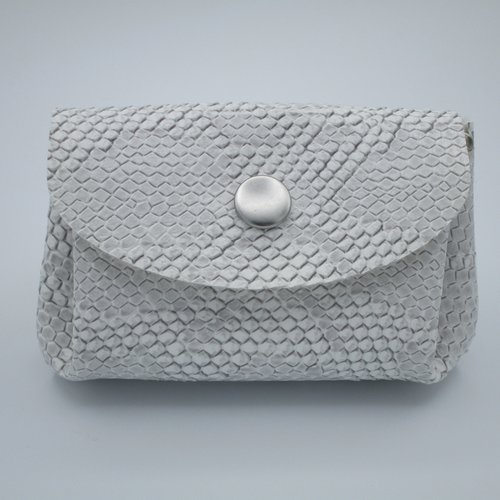 Porte monnaie à soufflets simili cuir dragon blanc