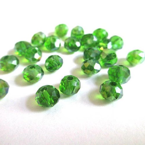 10 perles cristal rondelle  à facettes  vert 6x5mm