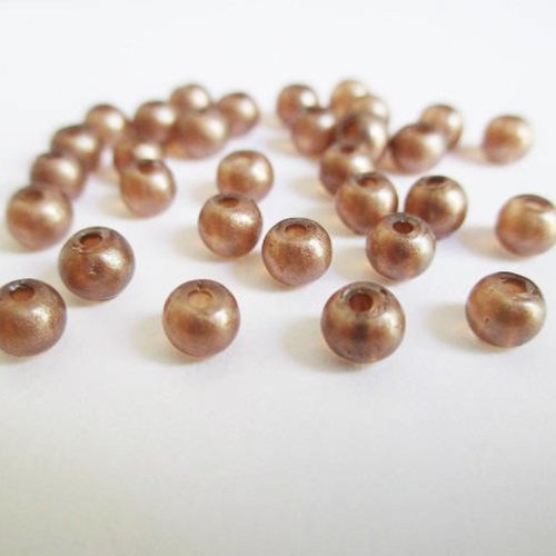 20 perles marron brillant en verre  4mm