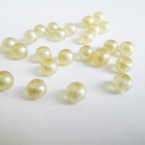 20 perles jaune brillant en verre  4mm