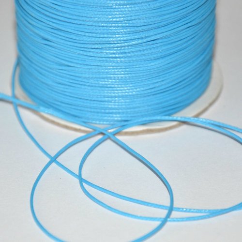 5m fil cordon polyester bleu ciré 0.5mm